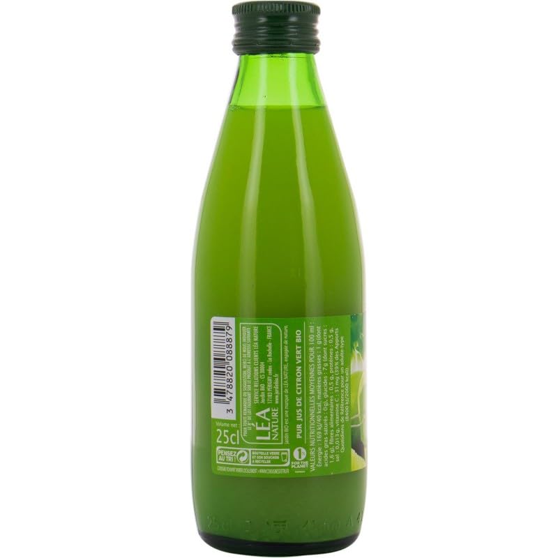 Jardin Bio Étic - Délicieux Pur Jus de Citron Vert Pressé 100% Bio - 25cl Boisson Rafraîchissante - Idéale pour une Alimentation Saine et Gourmand - Le Lot De 4