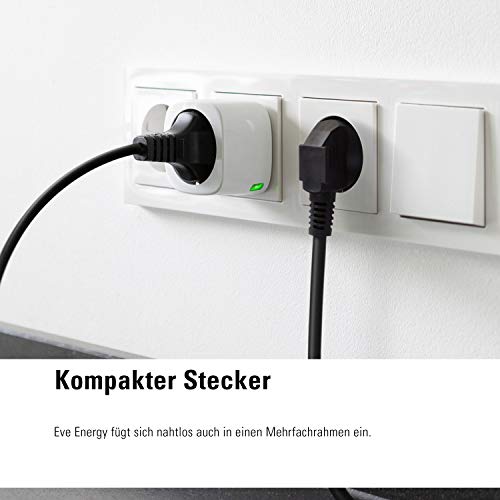 Eve Energy - Smarte Steckdose (Deutsche Markenqualit&auml;t), T&Uuml;V zertifiziert, Verbrauchsmessung, integrierte Zeitpl&auml;ne, schaltet Ger&auml;te ein & aus, Sprachsteuerung, keine Bridge n&ouml;tig, BLE (Apple HomeKit)