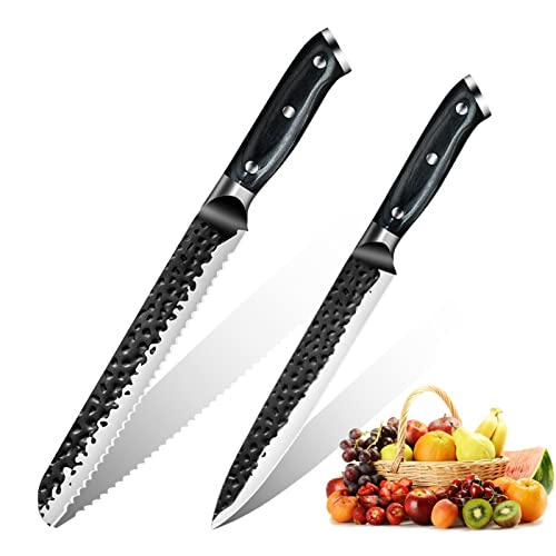 Zeng Juego de Cuchillos de cocina, 20 cm Cuchillo de Pan, Cuchillo de Fileteado, Cuchillo Profesional de Damasco, Cuchillo de Chef, Cuchillo de Verduras Japonés para casa y Restaurante