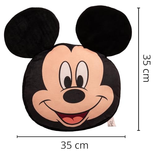 Image of Mirada Mickey Face Cushion - Adorable Soft Face Toy, Stuffed Pillow, for Kids, Girls & Boys, Disney Licensed Decor - 35cm