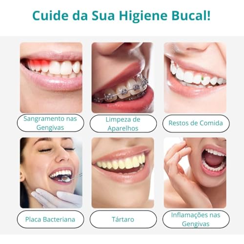Irrigador Oral Limpeza Dentes Com Jato D Água Supersônico Recarregável Higiene Bucal E Gengiva Com 3