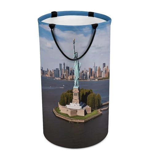 Statue of Liberty in NYC Laundry Hamper Foldable Clothes Storage Basket Fashion Clothes Hampers with Handles Waterproof Large Dirty Laundry Hamper for Bathroom Bedroom
