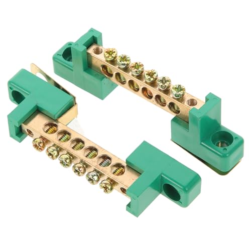 Mikikit 2 pièces Barrette de Terre Cuivre Bornes Kit de Mise Terre Robuste pour Boîtiers de Distribution et Connexions Électriques Installation Facile et Sécurisée