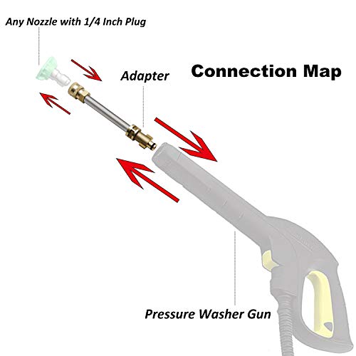 STYDDI Pressure Washer Gun Adapter with 1/4” Female Quick Connect Fitting Compatible with Ryobi, Harbor Freight, Greenworks, Portland, Husky