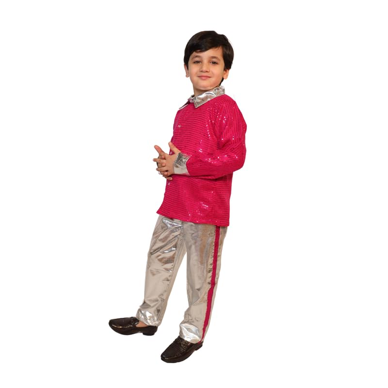 Image of Kaku Fancy Dresses Western Disco Outfit for Kids Sequin Shirt with Shining Pants for Annual Day Programme