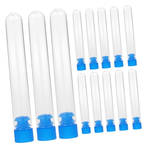 CIYODO 50pcs Test Tube Bar Drinks Tube Chemistry Experiment Equipment Clear Container Candy Containers Tubes with Stoppers Beverage Container Lab Vials Sample Tubes White Plastic