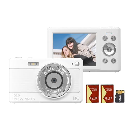 �f�W�J�� Camnoon 1080P �f�W�^���J���� �f�W�^���r�f�I�J���� �J���R�[�_�[ 56MP 2.88�C���` IPS�X�N���[�� 8�{�f�W�^���Y�[�� AF �I�[�g�t�H�[�J�X ��Ԃ�h�~ �猟�o 32GB�������J�[�h�t�� �o�b�e���[2�� �q�� �e�B�[����