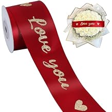 TONIFUL Claret Red Satin Ribbon with Glitter Love You Print - 2 Inch x 10 Yards Valentine Ribbon for Wedding, Anniversary, Engagement Party, Mothers Day, Valentine, Gift Wrapping, Floral Decor