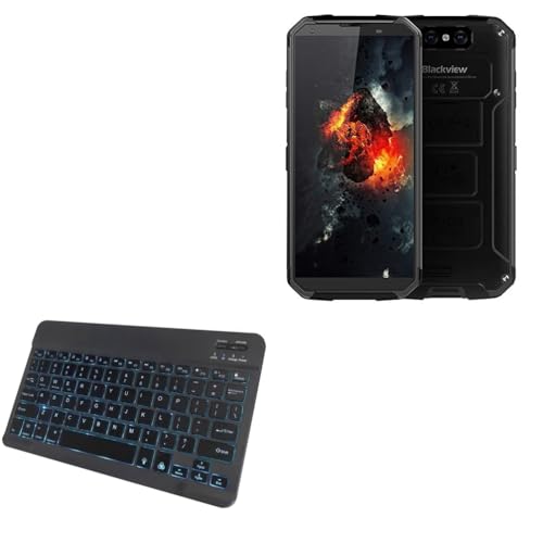 BoxWave Keyboard Compatible with Blackview BV9500 - SlimKeys Bluetooth Keyboard - with Backlight, Portable Slim LED 7 Colors - Jet Black