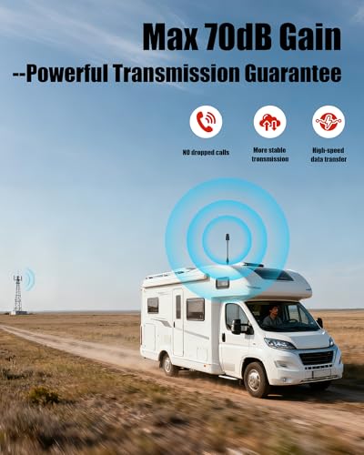Image of Cell Phone Signal Booster for Truck RV Overland Off-Road Vehicle, Compatible with AT&T T-Mobile 5G 4G LTE 3G for Band 4 /12 /17 /5 /2 /25, FCC Approved | NOT Compatible with Verizon Band 13