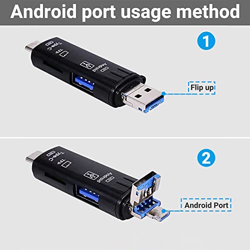 Seminer USB Micro SD Kartenadapter, 5-in-1 USB C/Micro/USB 2.0 Tragbarer Speicherleser USB OTG Adapter für Micro SDXC Micro SD Micro SDHC Karte Kompatibel für MacBook Computer Android Phone