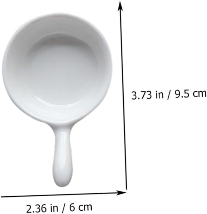 Mikinona 4pcs Dipping Sauce Dish White Ceramic Condiment Holders Handles for Side Dishes for Sauces Snacks and Appetizers Parties