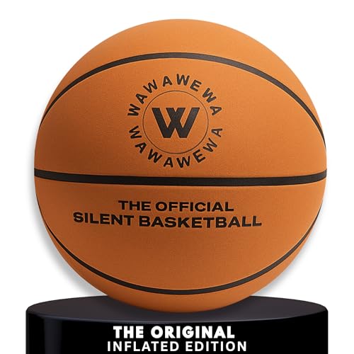 WAWAWEWA The Official Silent Basketball Size 7 (29.5") Uncompressed Fully Inflated – Ready to Play Indoor Basketball for Quiet Dribbling – Grooved Airless Indoor Training PU Foam Basket Ball All Ages