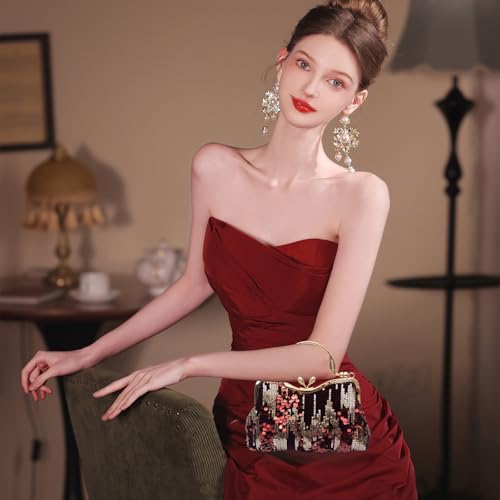 Image of CORIOS Vintage 1920s Evening Bag for Women Velvet Clutch Bag Sparkly Sequin Handbag Bridal Wedding Purse