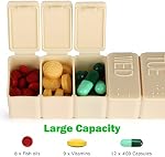 2Pack Weekly Pill Organizer,7 Days Pill Cases Travel Daily Pill Box Medicine Organizer Pill Box 7 Day Pill Organizer Weekly for Fish Oil, Calcium Tablets Supplements (Pink+Beige)