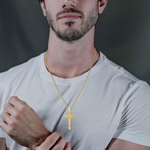 Colgante Cruz de San Benito Plata Hombre Regalo Bautizo