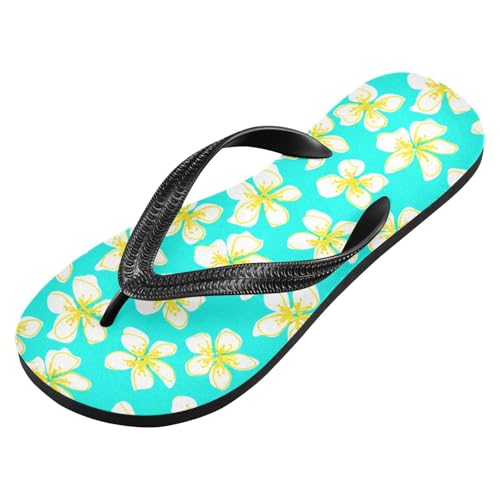 Sinestour Yellow White Blossom Flip Flops for Beach Thong Sandals Anti-slip Lightweight Flat Slippers for House Indoor Outdoor2