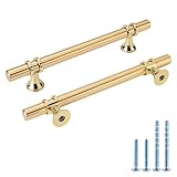 Rergy 10 Pack Brushed Brass Cabinet Pulls Gold Cabinet Handles 5in(128mm) Kitchen Cabinet Handles Go