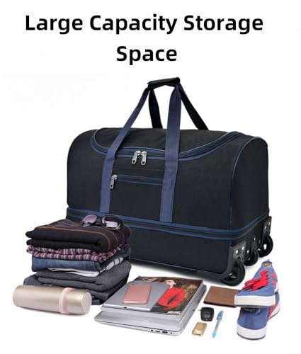 Wcxixo Expandable Rolling Duffel Bag Portable Trolley Bag Upgrade Travel Bag Carry On Luggage Suitcase Foldable Luggage Bags for Travel Large Foldable Weekend Bags3