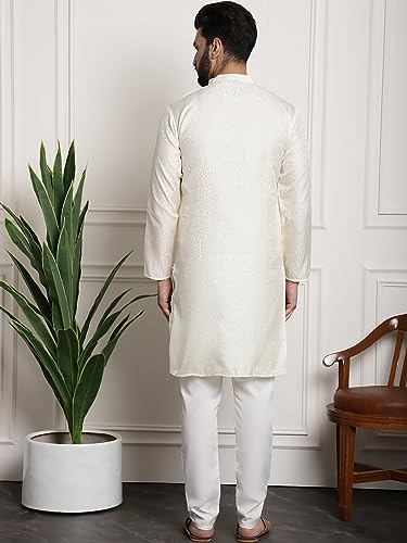Image of SOJANYA (Since 1958 Men's Silk Blend Self Design Kurta and Churidar Pyjama Set