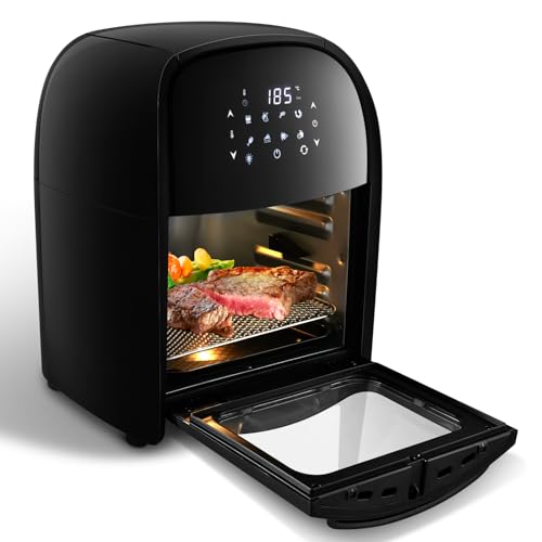 Warmiehomy Air Fryer Oven With Rotisserie 12L Touchscreen Digital Air Fryer, 8 Presets 1800W, Non-Stick, 60 Min Timer, 80-200℃ Temp. Control, No Oil, Dishwasher Safe Baskets, Auto Shutoff