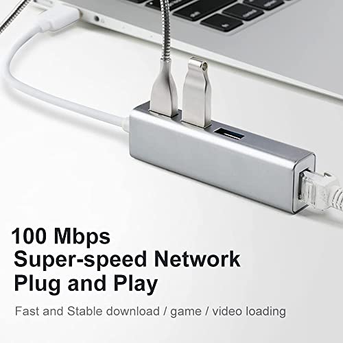Image of USB HUB USB Hub to 3 USB 3.0 & Gigabit Ethernet LAN RJ45, Network Adapter Compatible with MacBook Air /Pro (2009-2015), Surface, Chromebook, More Type A Devices, Stable Driver (USB to RJ45 HUB)