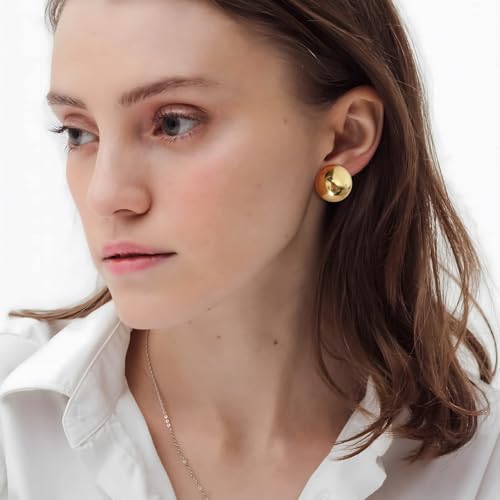 Gold Clip on Earrings Ball Drop Clip Earrings for Women Button Clip Earring Trendy Earrings for Women2