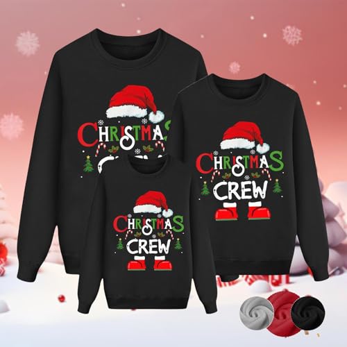 Christmas Crew Family Matching Sweatshirt Trendy Santa Hat Print Pullover - image 2