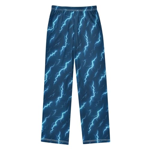 Pajama Bottoms, Pajamas Long Pant Thunderbolt Blue Lightning Lounge Wear Casual Sleep Pants Soft Pjs Sleepwear2