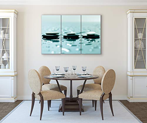 Large Zen Wall Art Decor - 3 Piece Set, 36X48 Inch Decorative Framed Relaxing Stones Canvas Art Multi Panel Split Prints For Living Room, Kitchen, Bedroom, Office & Home Decor Gift #TOP1
