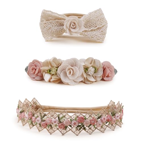 BFNAAgirl New Model Baby Girl Nylon Headbands Nylon Flower Elastic Hairbands 3pcs Hair Accessories Gift for Newborn Infant Toddlers (BF-Z38)