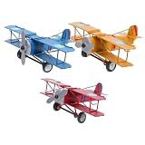 IMIKEYA 3 Piezas Adornos Modelo de Combate Adorno de avión Vintage Modelo de avión de Metal Vintage Decoraciones para Fiestas temáticas de Aviones pequeño avión Planchar