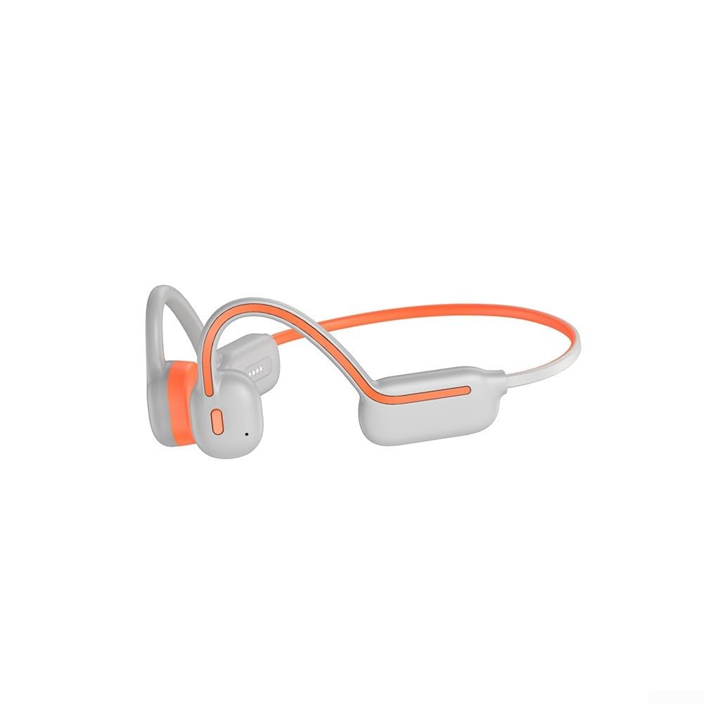Cuffie da corsa a conduzione ossea di sicurezza con musica da 32 GB – IPX8 impermeabile wireless sport auricolari per maratona ciclismo nero (grigio-arancione)