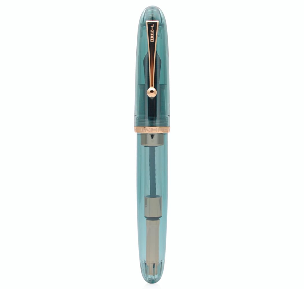 JINHAO DADAO 9019 Fountain Pen Acrylic Ink Pen with Ink Converter (Medium Nib, Transparent Light Blue)