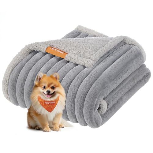 Feandrea Alfombra Impermeable para Perros, Tamaño S, 73 x 63 cm, para Perros Miniatura, Diseño Reversible, Funda de Sofá, Lavable, Gris Paloma y Gris Claro PPB033G01