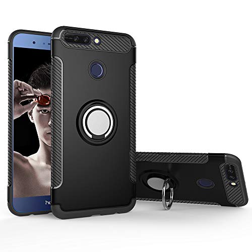 Case for Huawei Mate SE BND-L34 / Huawei Honor 7X BND-L21 BND-L24 / Honor Changwan 7X BND-AL10 BND-TL10 Case Cover + 360 Degree Rotating Ring Holder Kickstand Black