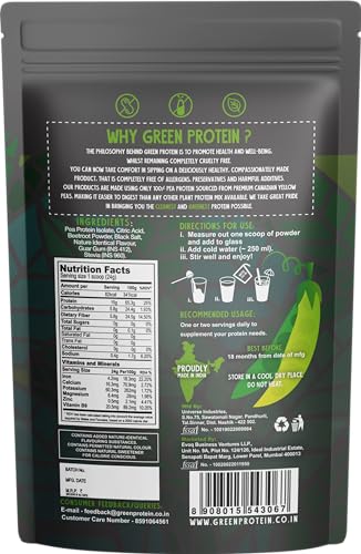 Image of GREEN PROTEIN Plant Protein Isolate Powder, Plant Protein, No Added Sugar, 100% Soy Free, Dairy Free, Gluten Free, Allergen Free, Berry Blast Flavor, 15g Protein Per Serving, Pouch (500g)