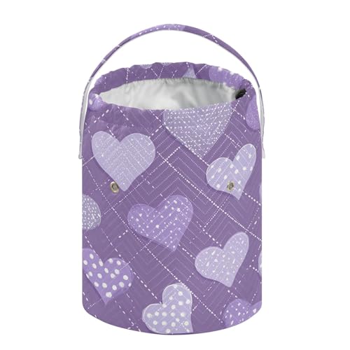 Image of Tatenale Crochet Bag Yarn Bag Knitting Project Bag with Pockets and Handle Portable Yarn Storage Organizer Tangle Free 8.3x11 Inch Lavender Romantic Hearts Valentines Gifts
