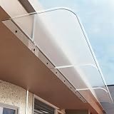 Pensilina Curva Trasparente in Policarbonato - Tettoia per Porta e Finestra, Copriporta Antipioggia, Resistente ai Raggi UV e Agenti Atmosferici, Spessore 3,5 mm 50x220cm