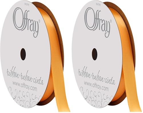 Image of Berwick Offray 492987 3 /8 inch Wide Single Face Satin Ribbon, Gold Yellow, 6 Yds (Pack of 2)