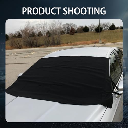 ZKFAR 1 PC Car Windshield Snow Cover, 75In x 42.25In Oxford Dustproof Vehicle Windshield Protective Accessories, Universal Foldable Waterproof Snow Shield for SUVs Trucks Cars (Black)