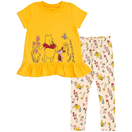 Image of Disney Girls Peplum T-Shirt and Leggings Outfit Set Newborn to Big Kid Sizes (0-3 Months - 10-12)