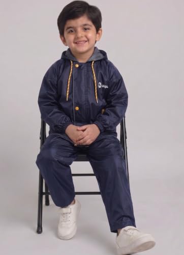 Image of Boys Boys Solid Polyester Raincoat and Elastic Pant Set
