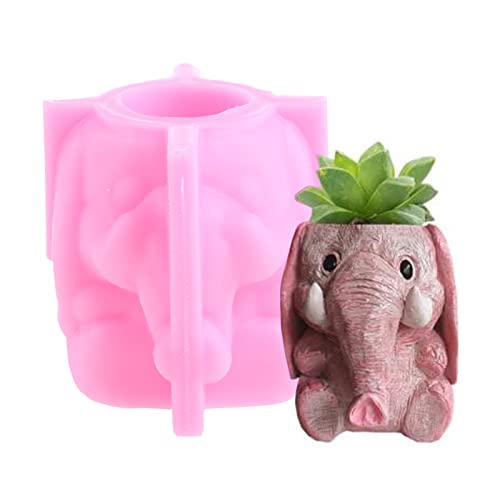 Elephant Flowerpot Pen Holder UV Epoxy Mold Cement Plaster Clay Silicone Mould
