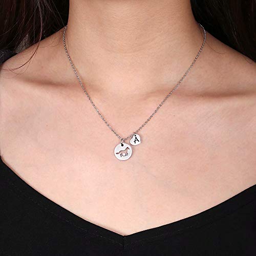 Monooc Horse Charm Necklace, K Initial Necklace Horse Necklace For Girls, Stainless Steel Horse Pendant Necklace Horse Jewelry For Girls Heart Initial Letter Necklace Horse Gifts For Girls #TOP2