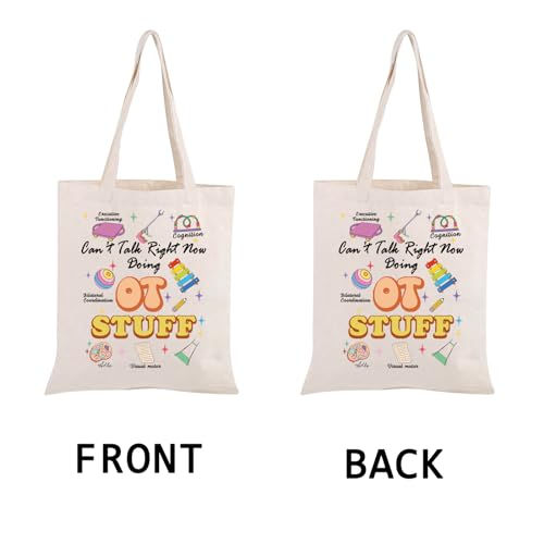 PWHAOO Funny Occupational Therapy Tote Bag Can’t Talk Right Now Doing OT Stuff Tote Bag OT Appreciation Gift3