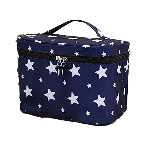 NuAngela Travel Makeup Bag, Portable Toiletry Cosmetic Bags For Women and Girls, Large Make Up Case Zipper Pounch, Water Proof Cosmetics Accessories Organizer Cover