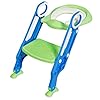 COSTWAY Zindelijkheidstraining wc-bril, met opstapje ladder, verstelbare opvouwbare peuter toilet training stoel stoel…