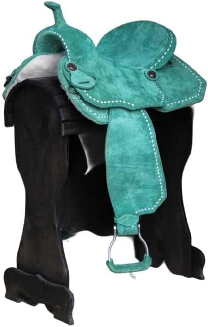 Leather Suede Barrel Racing Western Horse Saddle Handmade Premium Custom Cowboy Cowgirl Pleasure Comfort Trail Tack Equestrian Pony-Adult Saddle for Horse Riding Size: 10-18 inch Seat, MO-10