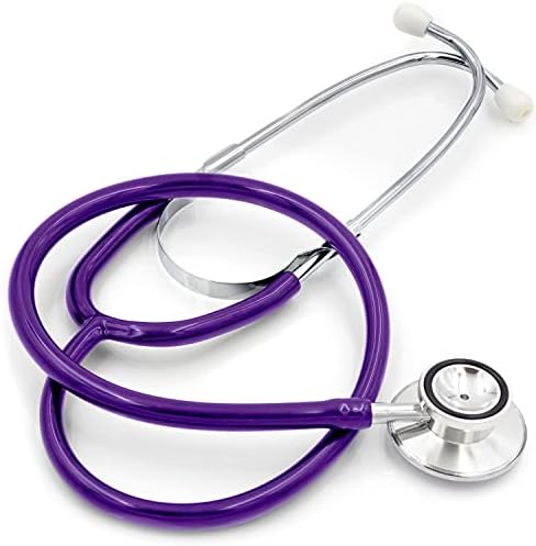 MABIS Stethoscope, Adult Dual Head to Listen to Sounds from Large Organs or Specific Areas of The Body with Large Diaphragm for High or Low Frequencies, 22 Inch Y Tubing, Purple
